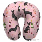 Travel Pillow Min Pin Wine Miniature Pinscher Dog Champagne Bubbly Pink Memory Foam U Neck Pillow for Lightweight Support in Airplane Car Train Bus - B07VC85DPP